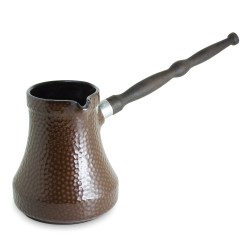 Keramikas kafijas turka katliņš turku kafijai cezva ibrik kafijas kanniņa "Hammered" ar noņemamu koka rokturis, tilpums 650 ml, šokolādes krāsa 